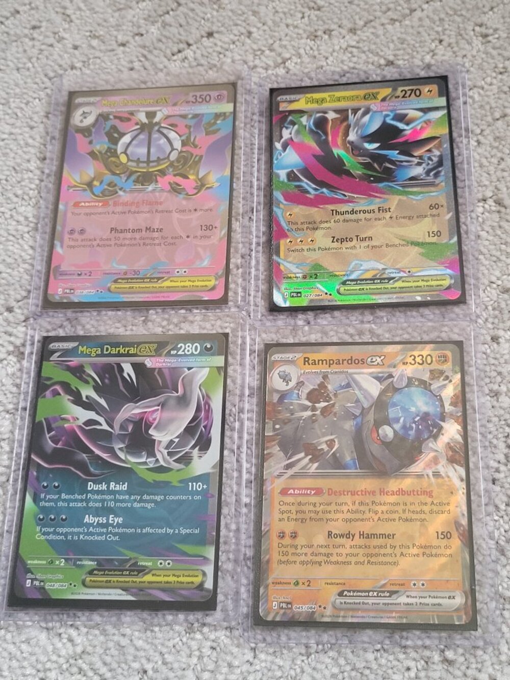 Set of 4 Pokémon ME05 Pitch Black EX cards NM